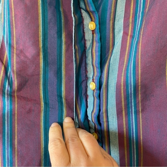 Vintage Puff Sleeve Striped Button Down Blouse Ulla Johnson Style Sz Medium - Picture 4 of 8